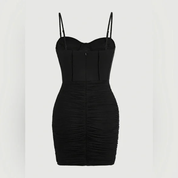 SHEIN ICON RUCHED BUSTIER BODYCON DRESS SIZE SMALL/4 NEVER WORN NWOT KNIT FABRIC - Picture 2 of 10